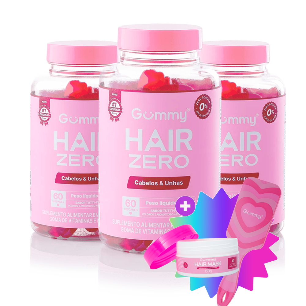 3 Gummy® Hair + 1 Escova + 1 Hair Mask