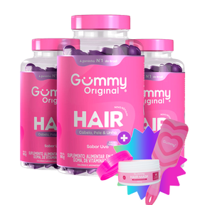 3 Gummy® Hair + 1 Escova + 1 Hair Mask