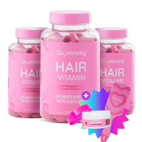 3 Gummy® Hair + 1 Escova + 1 Hair Mask