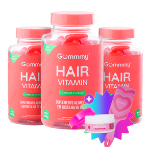 3 Gummy® Hair + 1 Escova + 1 Hair Mask